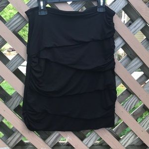 GATHERED & LAYERED BLACK SKIRT